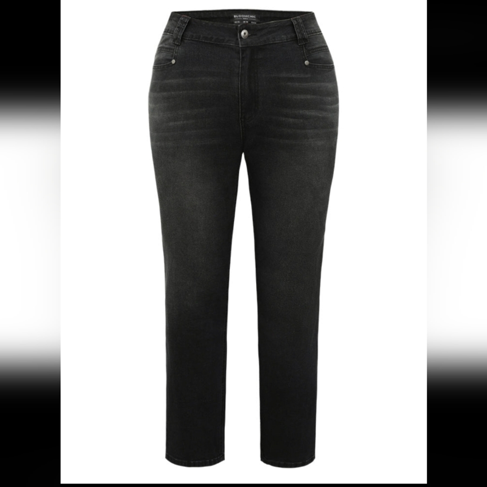 BLOOMCHIC VINTAGE BLACK WASH STRAIGHT LEG JEANS 12